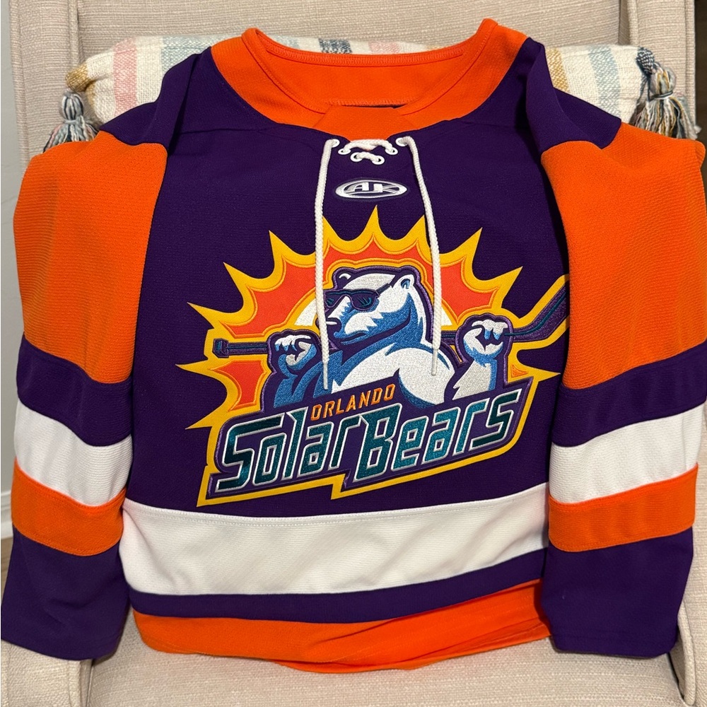 Orlando Solar Bears Kids Medium Hockey Jersey - Purple and Orange